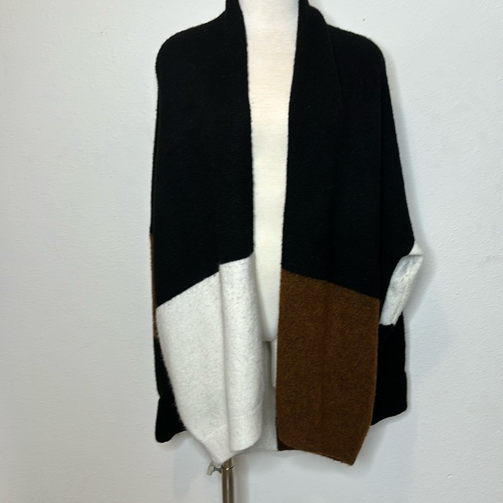 Entro Size Small Color-Block Oversized Open Cardi… - image 1